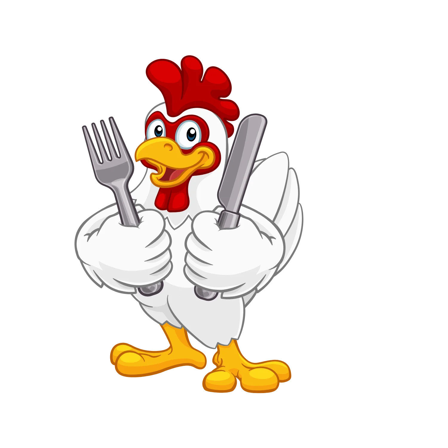 Chicken with cutlery illustration