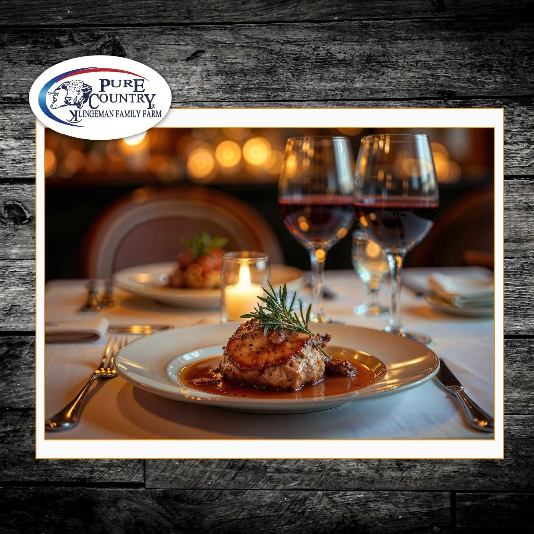 Elegant plate of chicken with sauce and rosemary in a fine dining setting