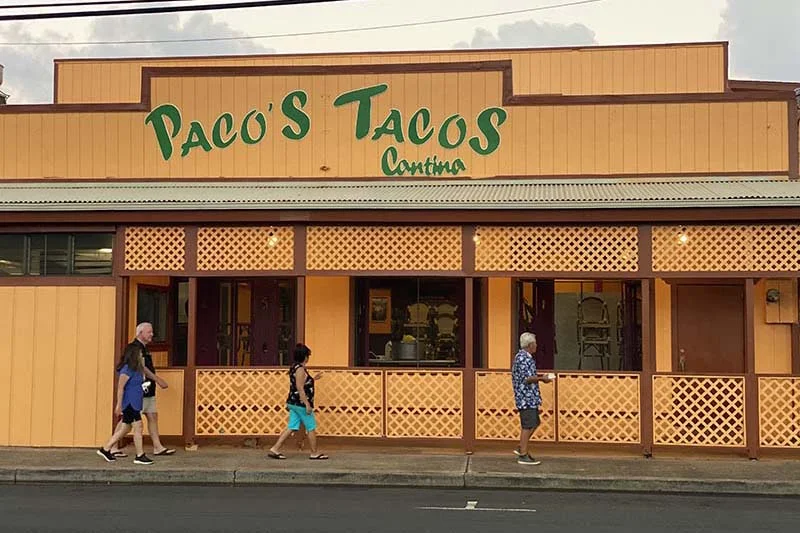 Colorful exterior of Paco's Tacos Cantina restaurant