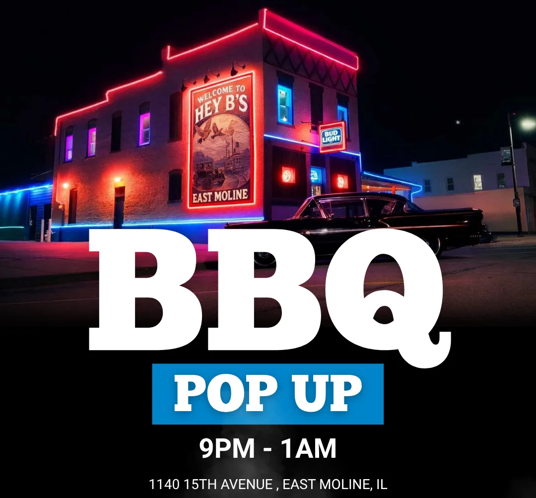 Promotional event banner for a restaurant featuring food and drinks.