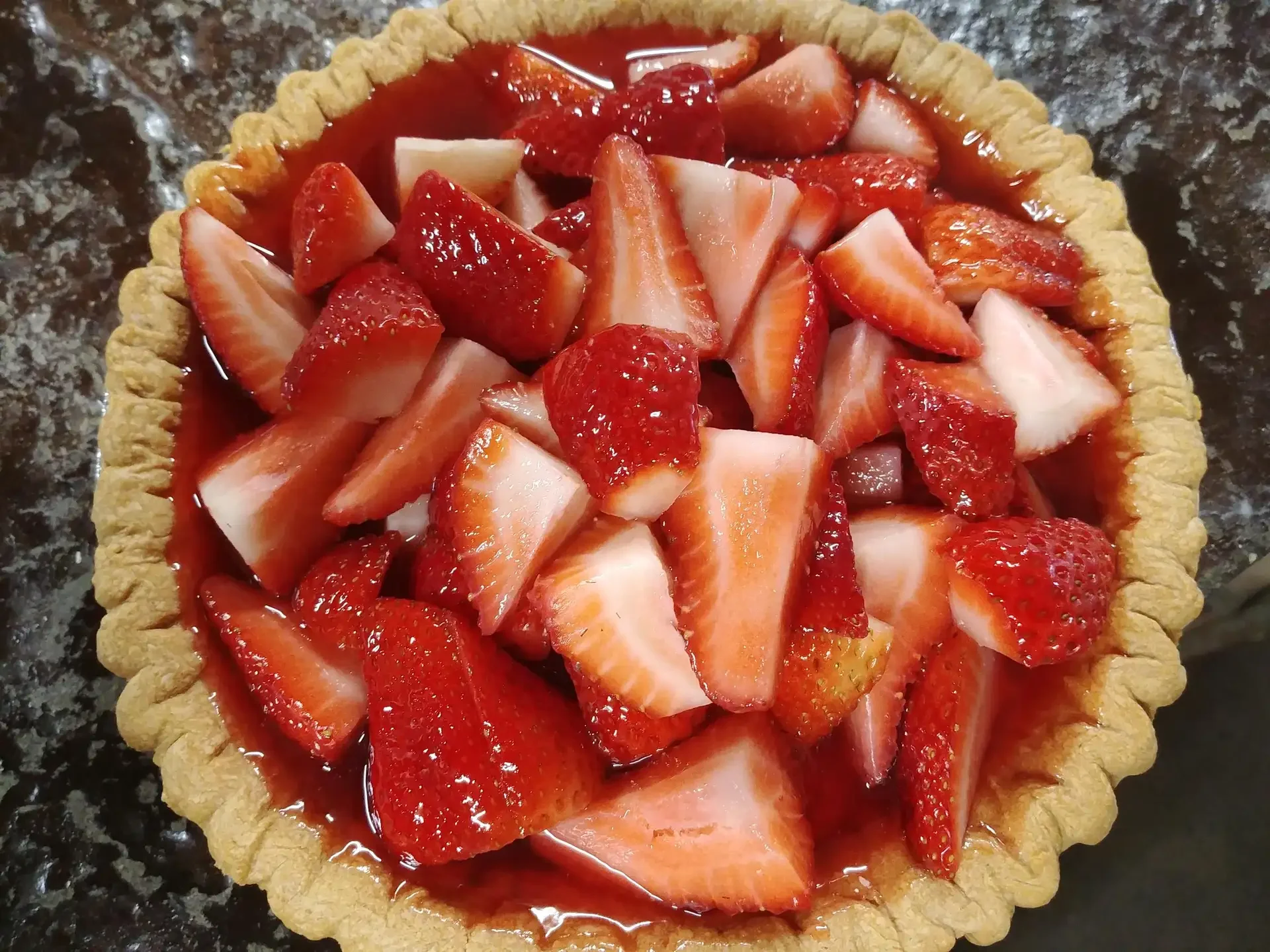 Fresh strawberry tart with glossy glaze