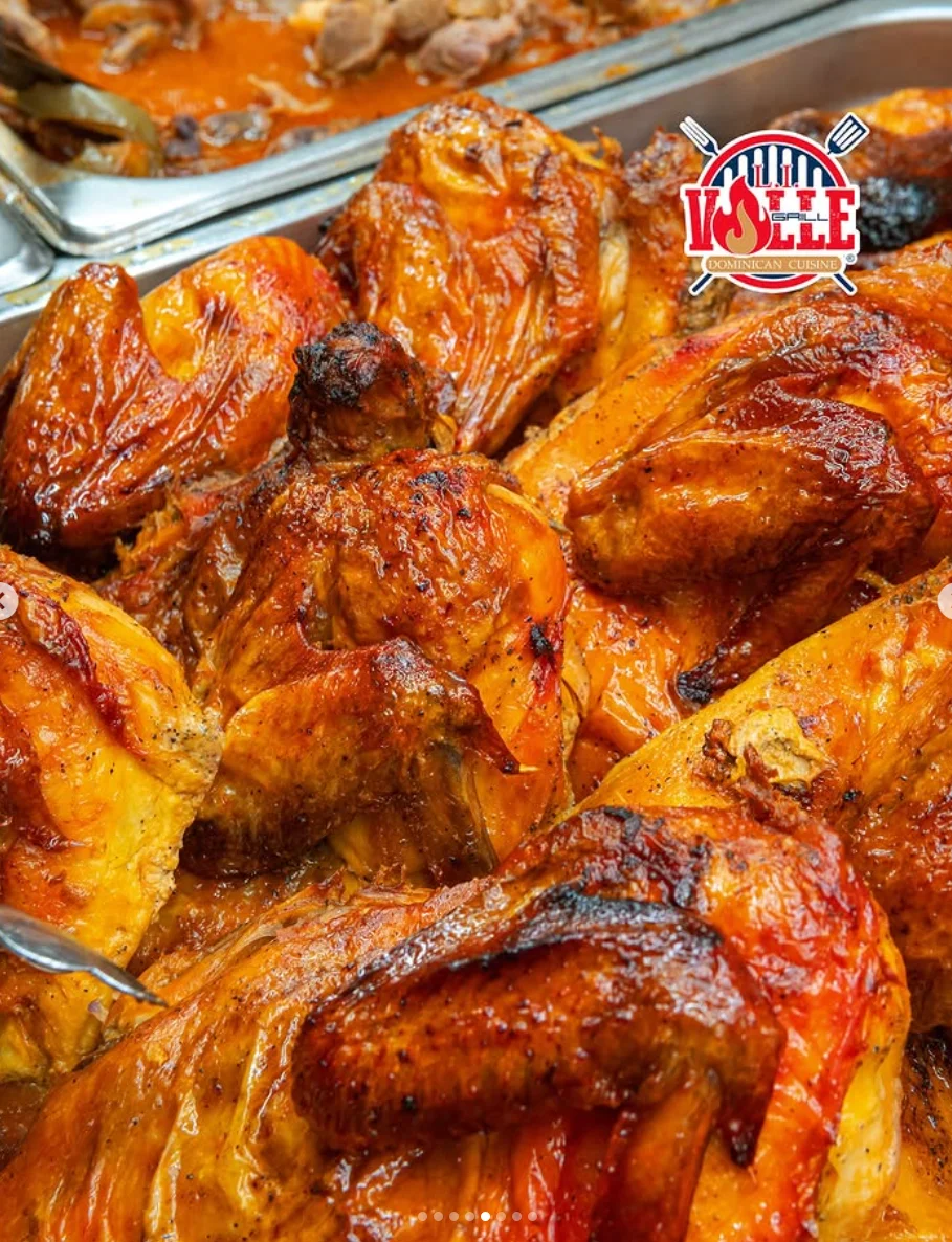 Succulent Dominican pollo asado with crispy skin