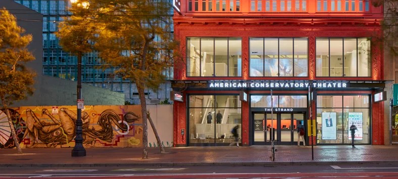 American Conservatory Theater building at dusk