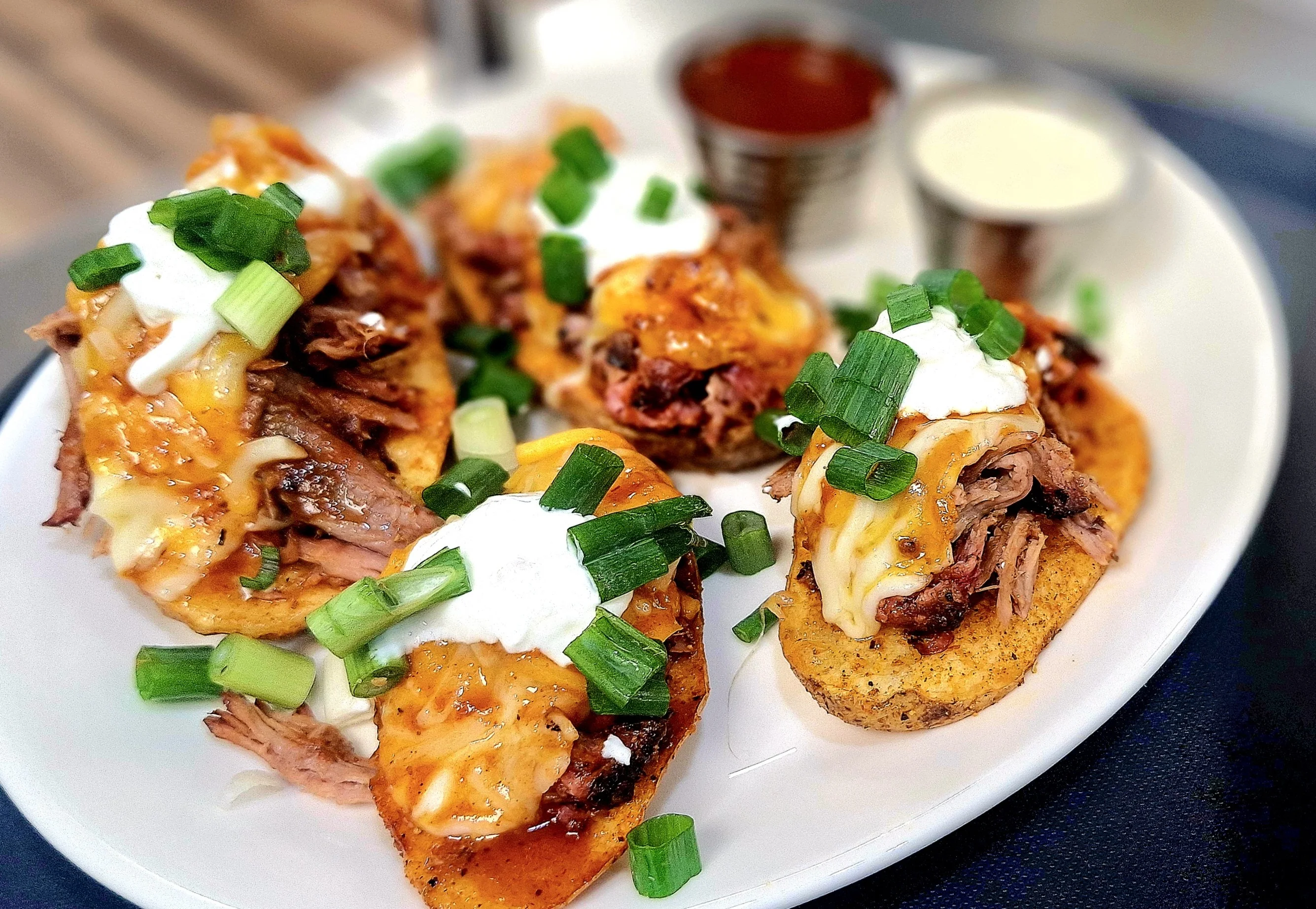 Loaded nachos with pulled pork and cheese