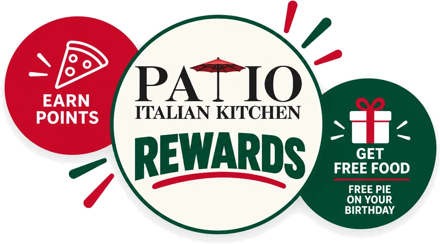 Patio Italian Kitchen Rewards: earn points, get free food, free pie on your birthday
