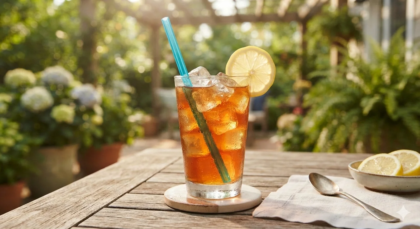 Colorful beverage in a clear cup from Judah's Java