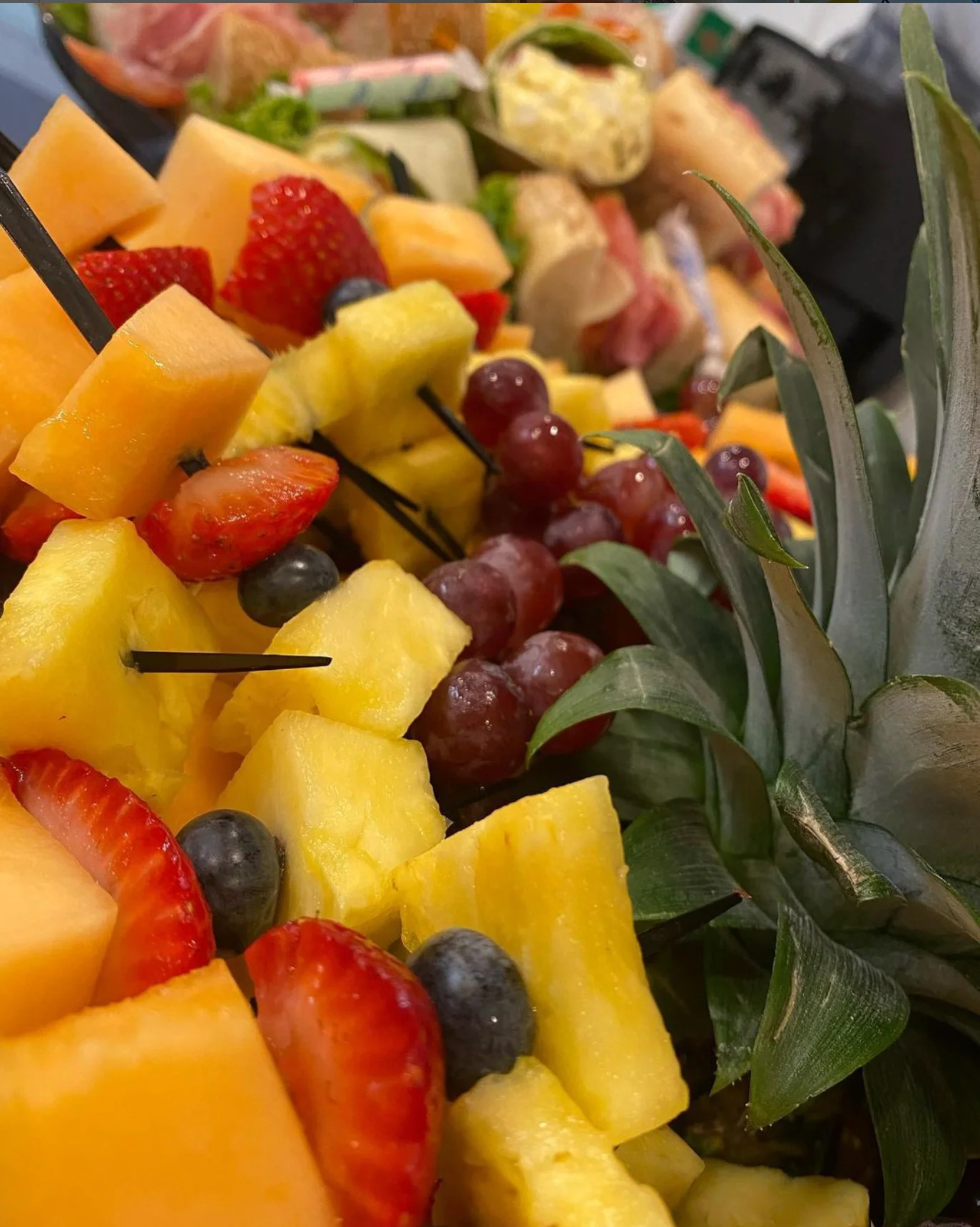 Colorful fruit platter with assorted fresh fruits