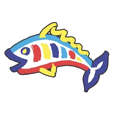 Colorful fish illustration with vibrant patterns and playful design