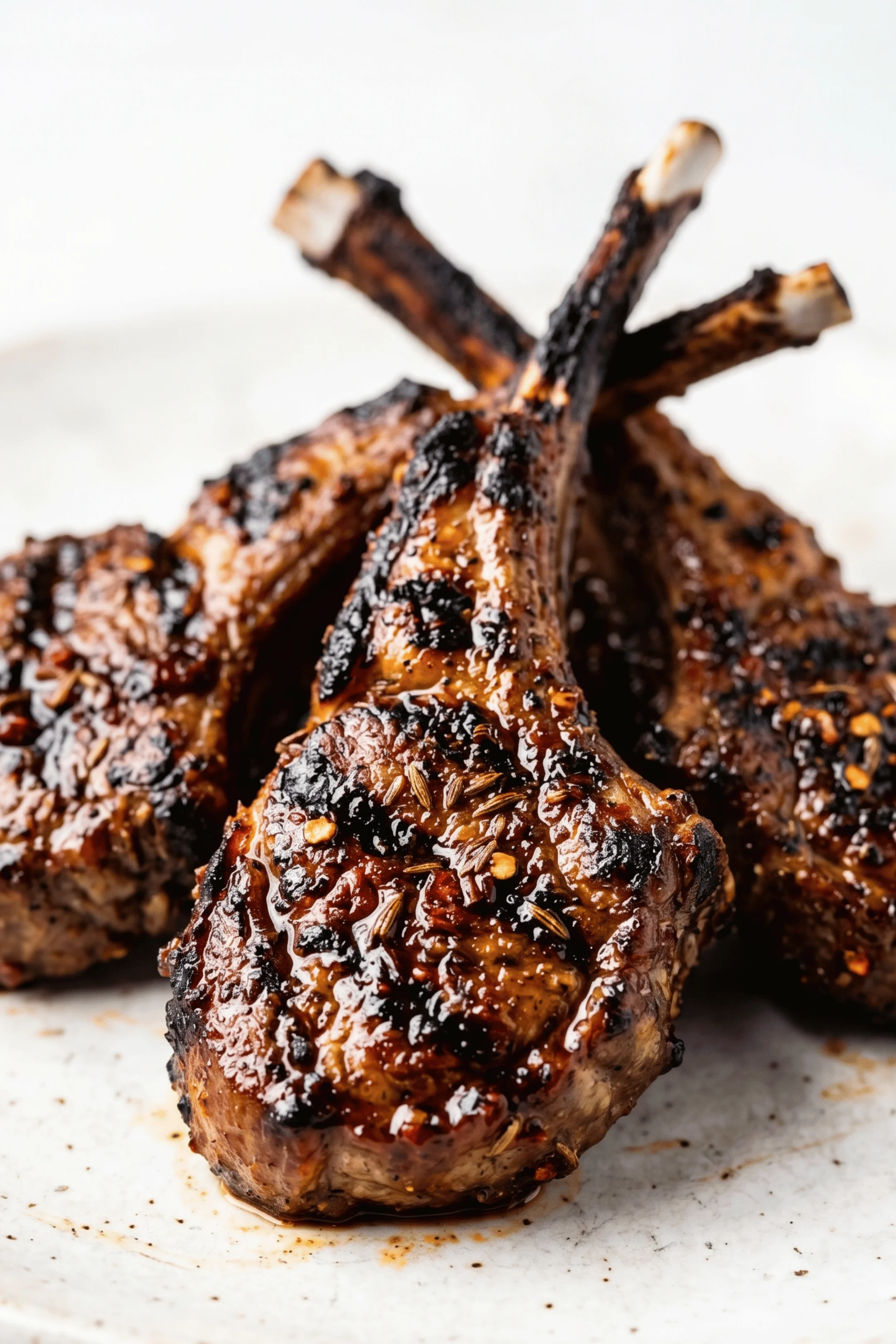 Grilled lamb chops with a smoky glaze