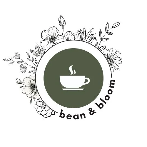 Logo of Bean & Bloom coffee shop with floral design