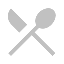 Iconic crossed fork and spoon symbolizing dining