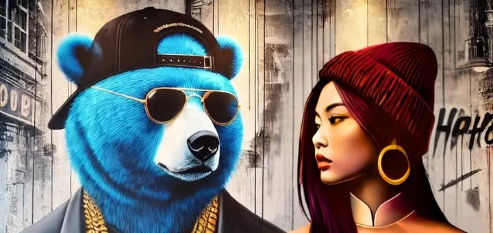 Artistic depiction of Vietnamese pho with vibrant characters