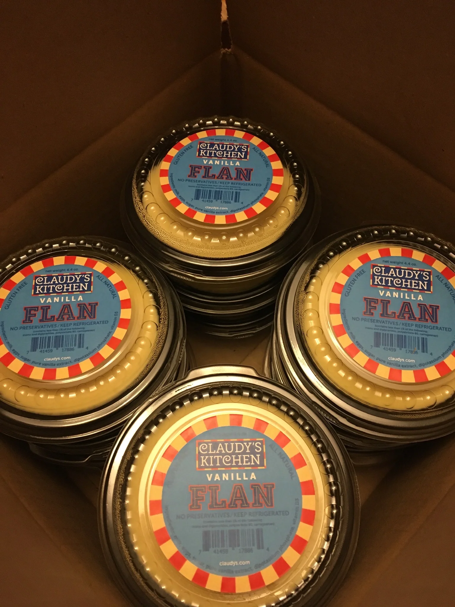 Delicious vanilla flan in individual containers