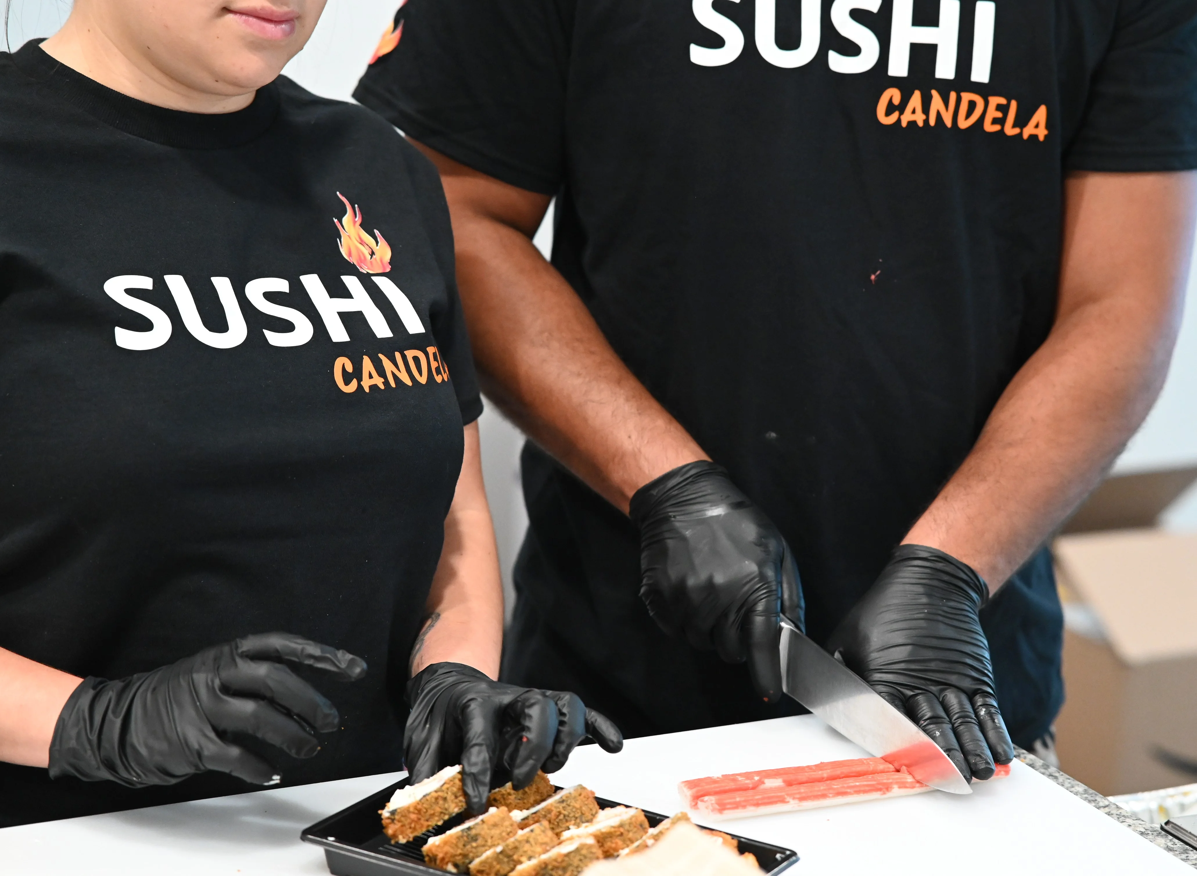 Sushi preparation at a Japanese restaurant