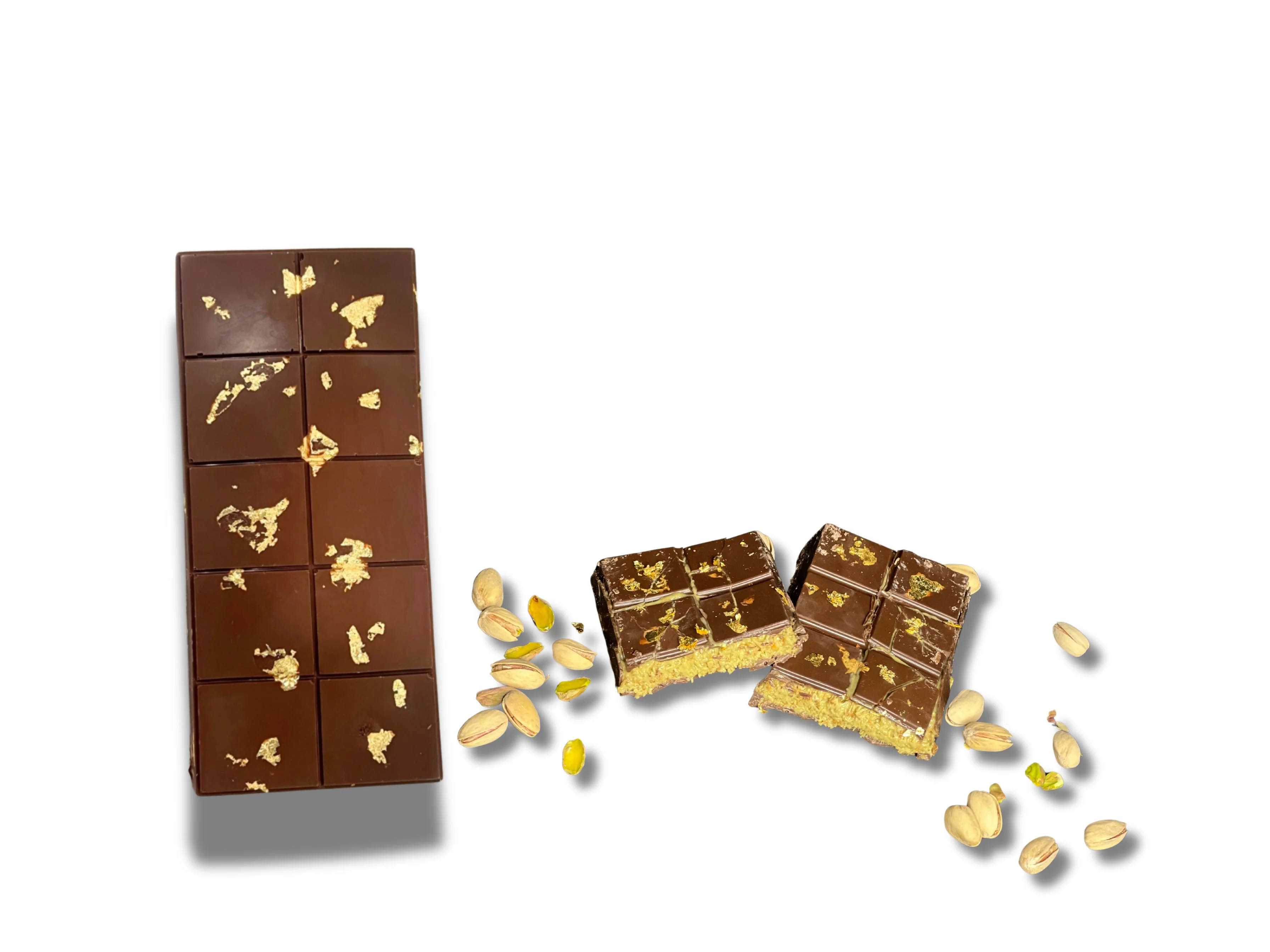 Luxurious chocolate bar with gold leaf accents
