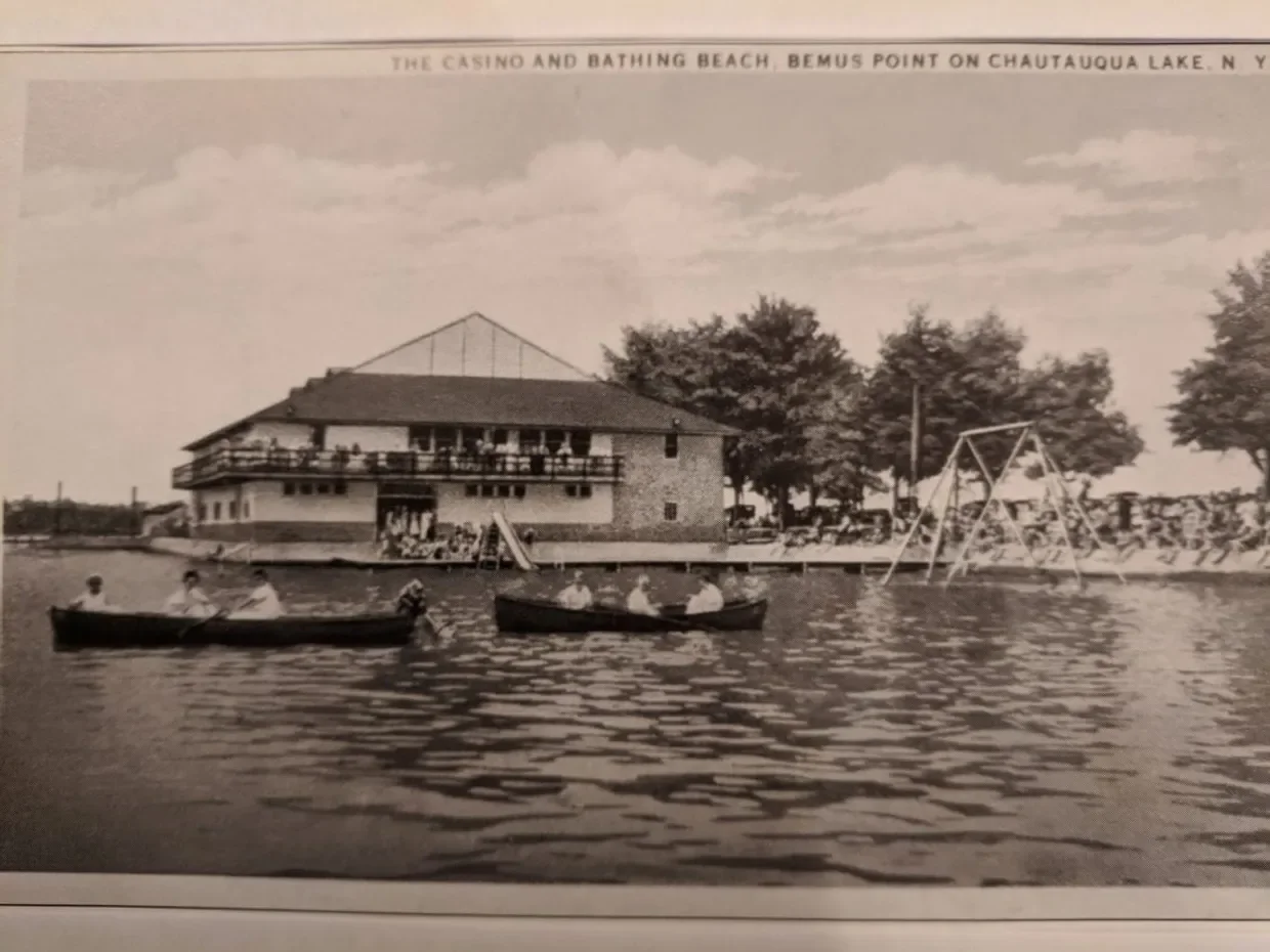 Historic casino and bathing beach at Chautauqua Lake