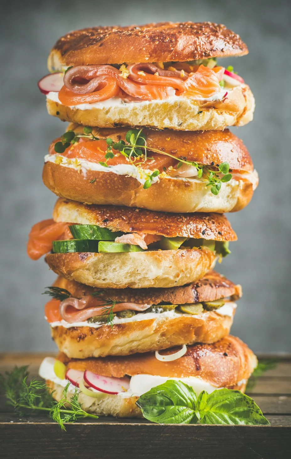 lox bagel stack