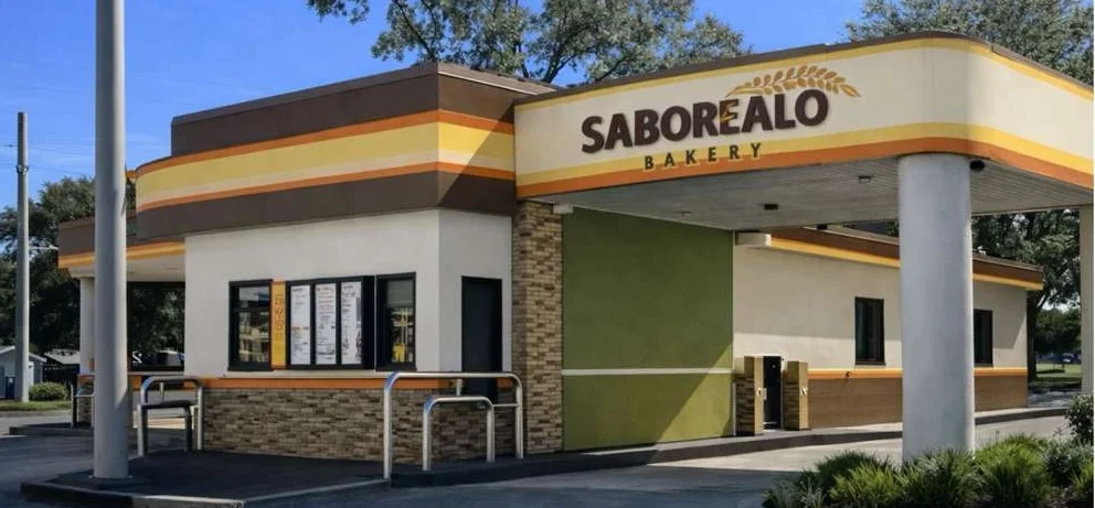 Exterior view of Saborealo Bakery with modern design