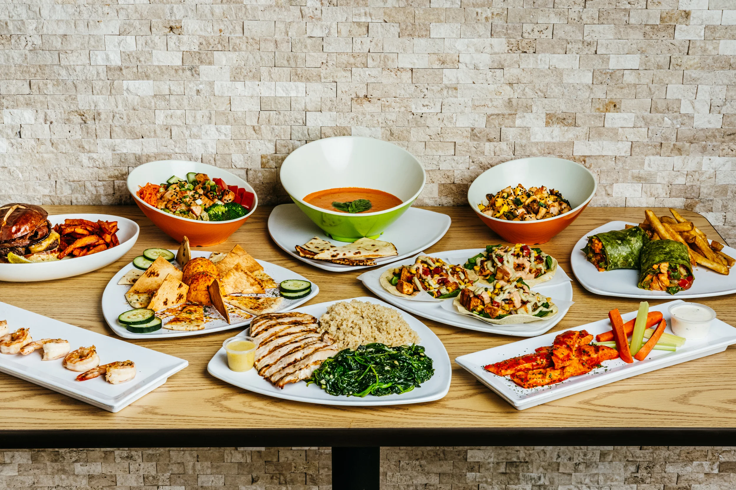 Savory wraps and sandwiches with sweet potato fries