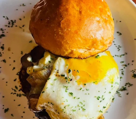 Black and Blue and Egg Burger