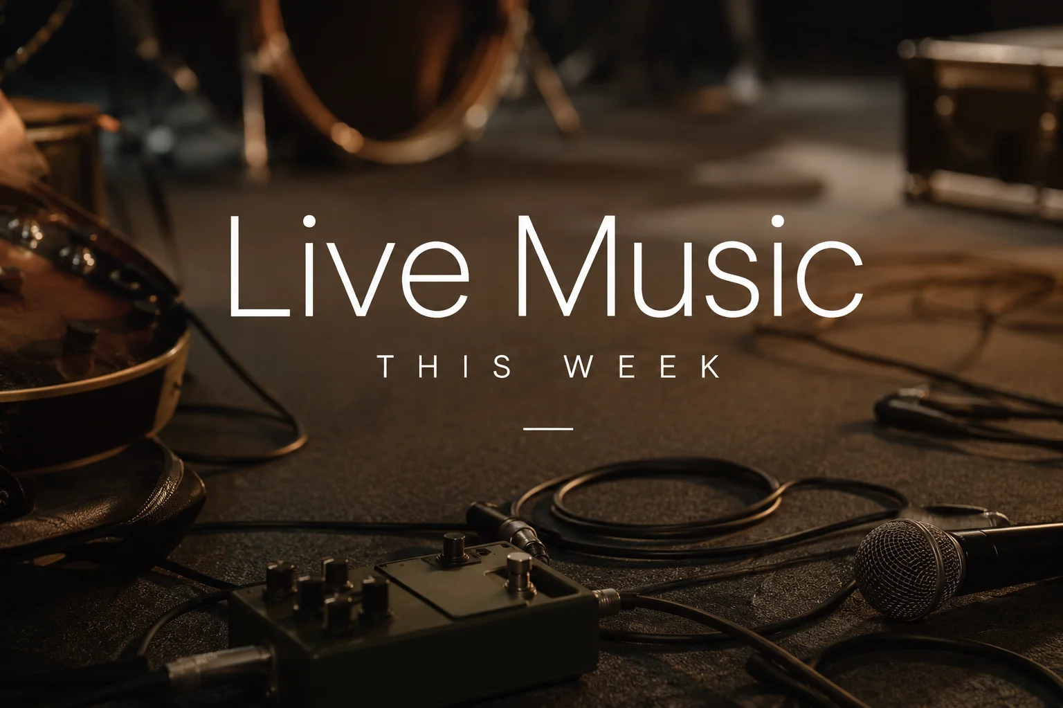 Live music setup with instruments and microphone on stage