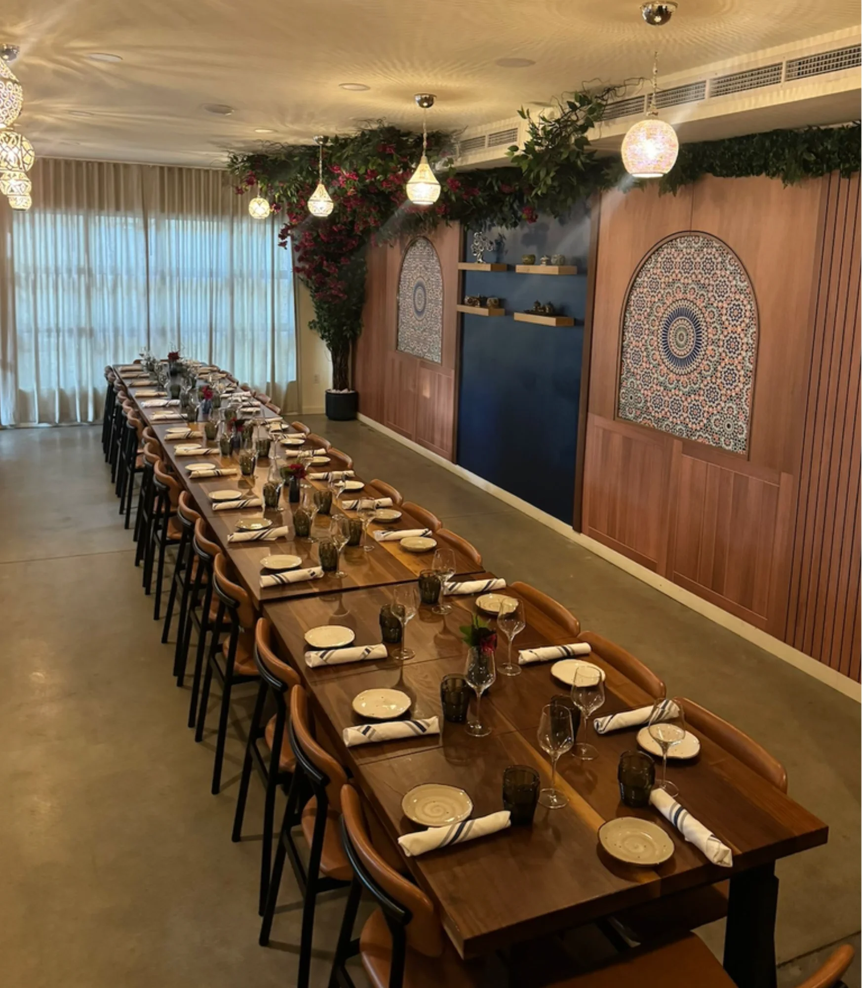 Beautiful indoor setting at Sufrat Mediterranean Grill.