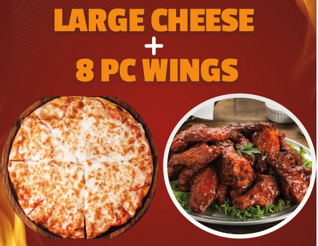 Large Cheese + 8 Pc wings