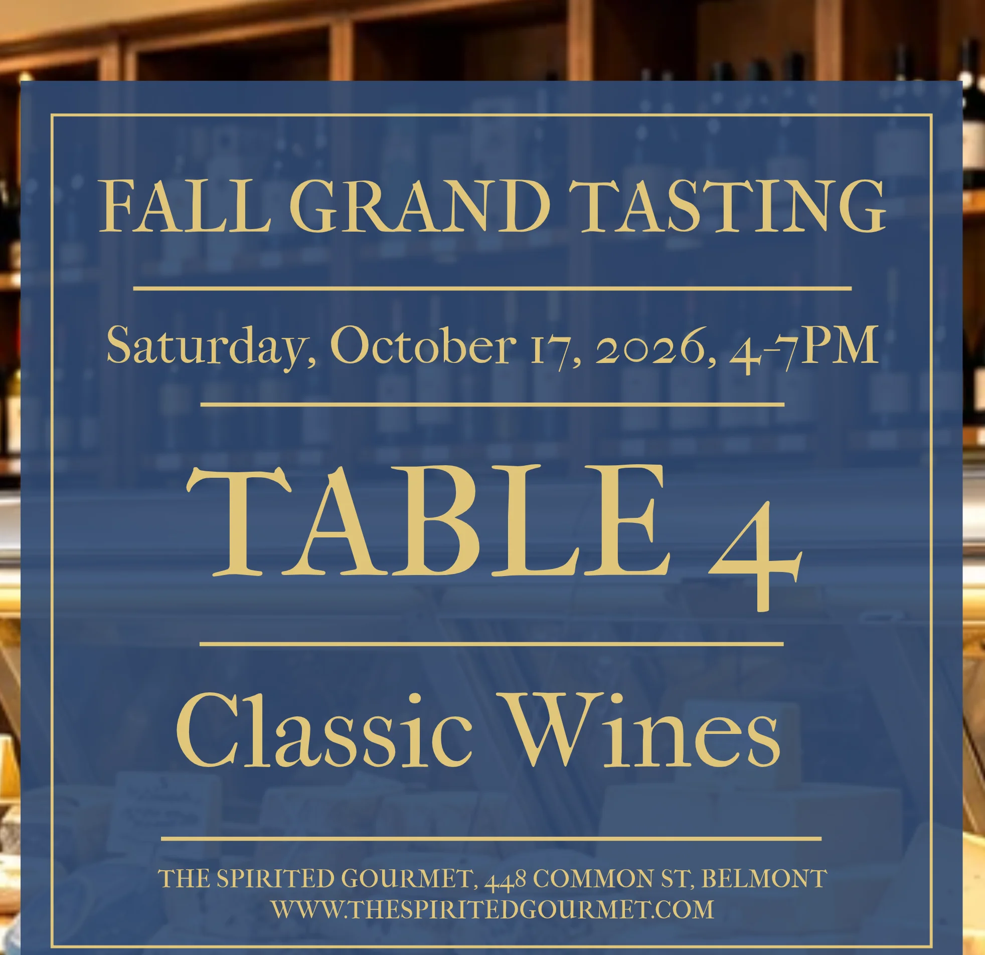 Restaurant event flyer for a fall classic wines tasting with scan-to-order code