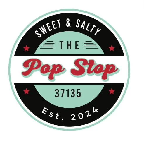 Logo of The Pop Stop, a sweet and salty snack shop established in 2024