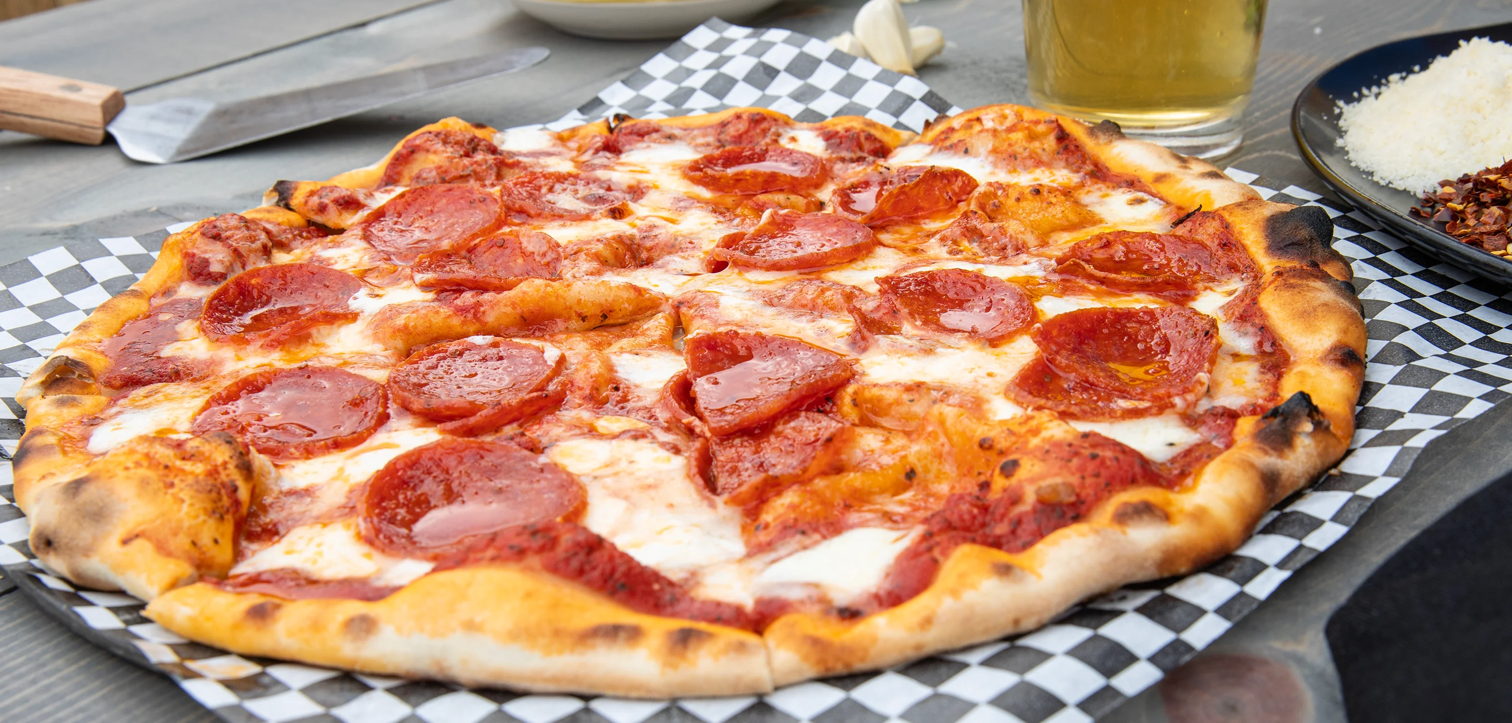 A pepperoni pizza