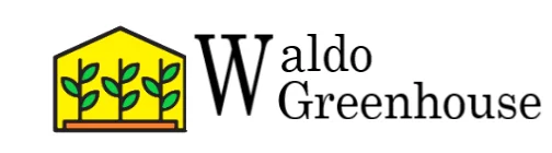 Waldo Greenhouse logo featuring plants in a yellow house