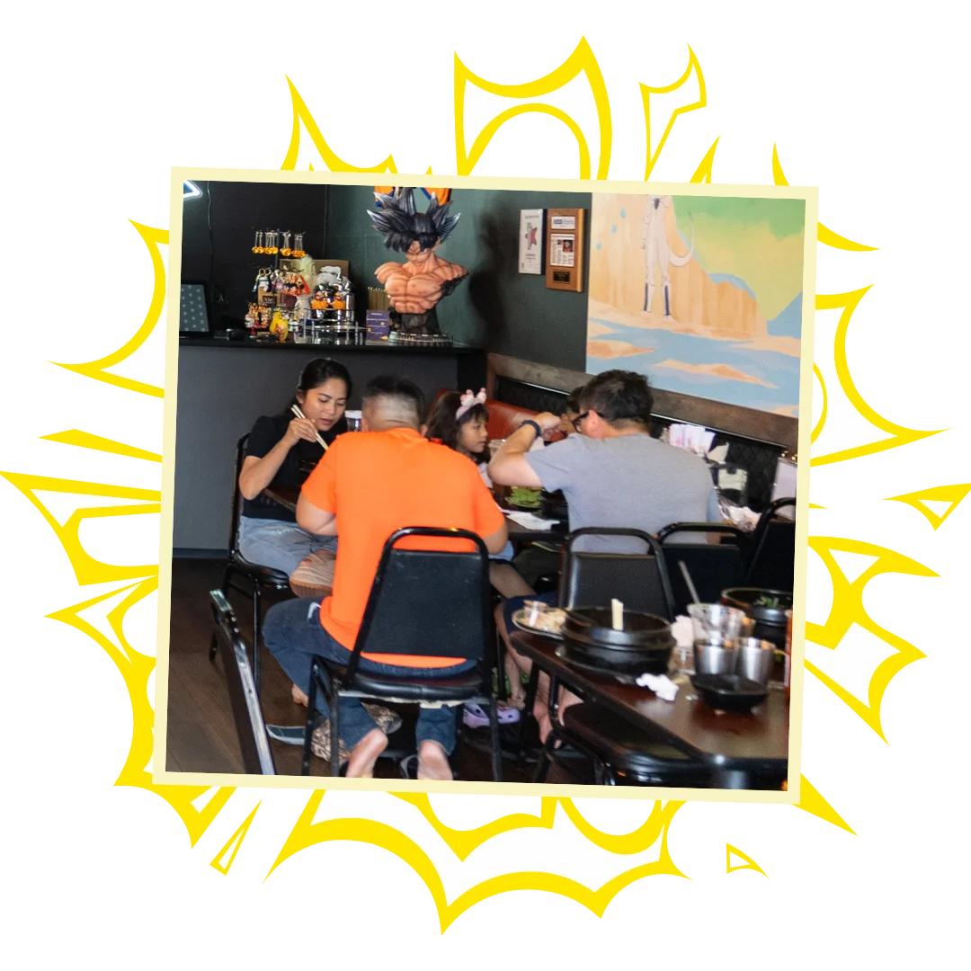 Customers eating in the restaurant