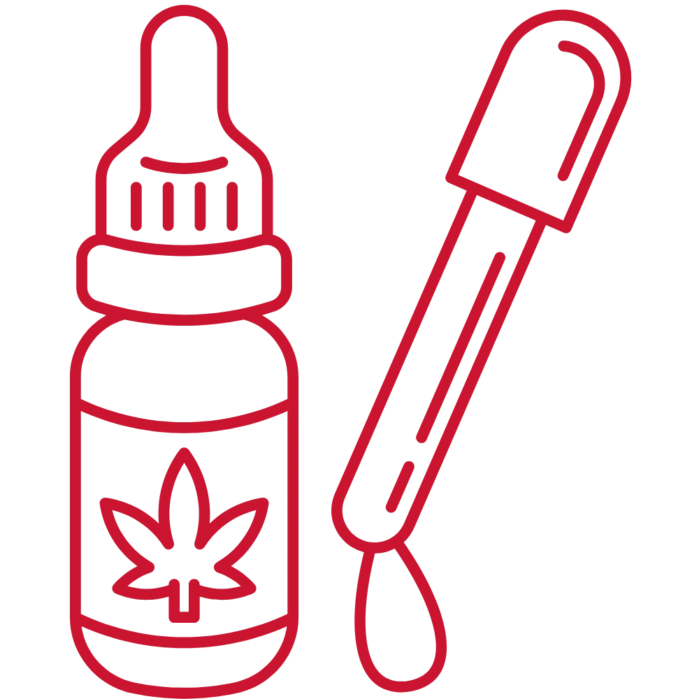 Cannabis oil dropper bottle with leaf design