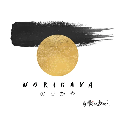 Logo of Norikaya by Akira Back featuring a gold circle and brushstroke design