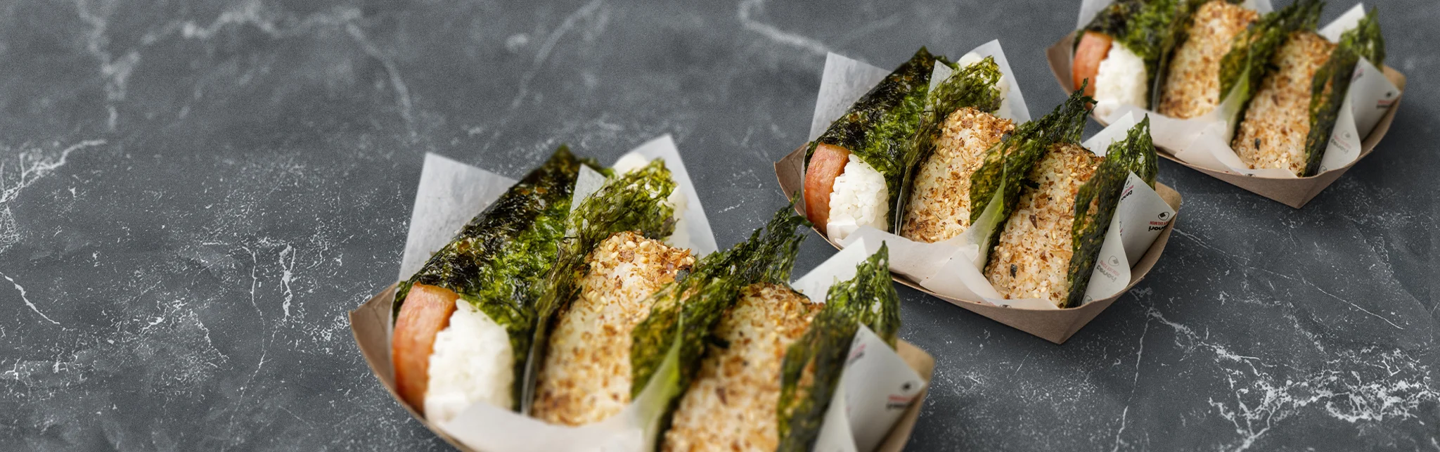 Japanese onigiri with seaweed and rice