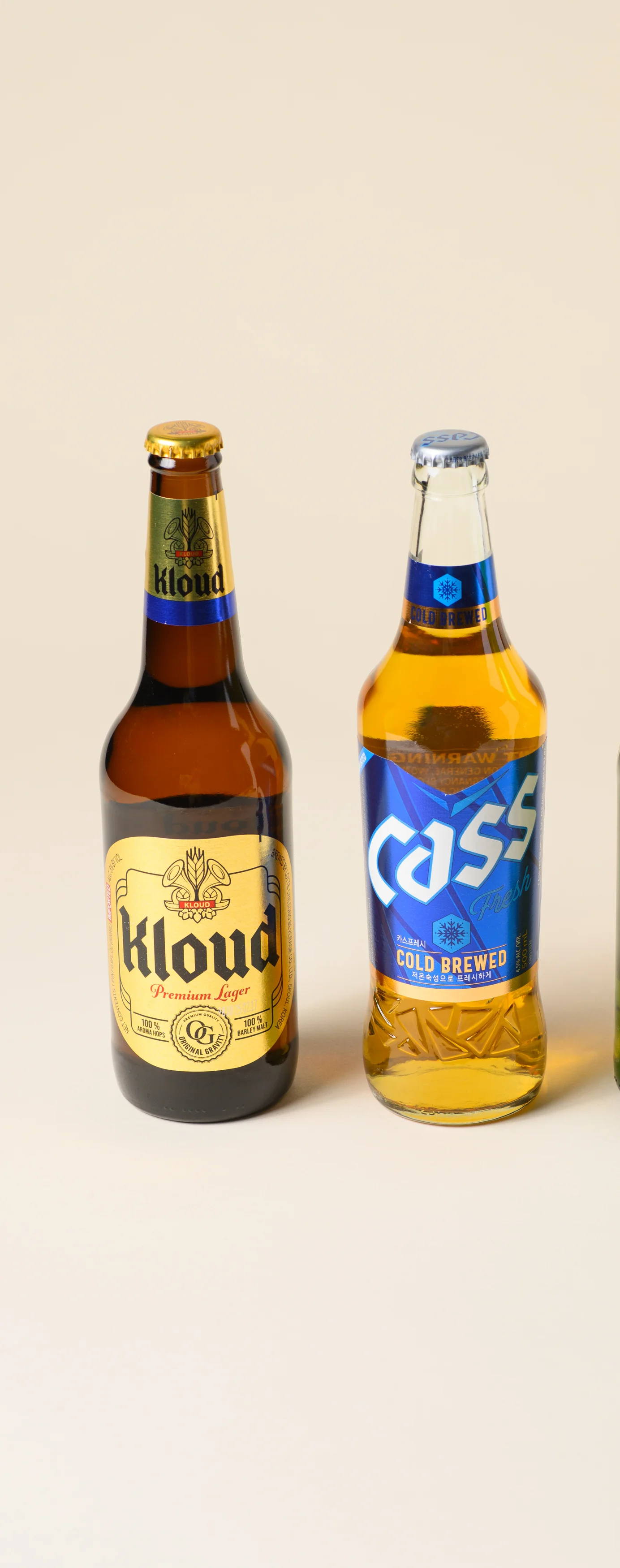 Selection of Korean and Asian beers in bottles