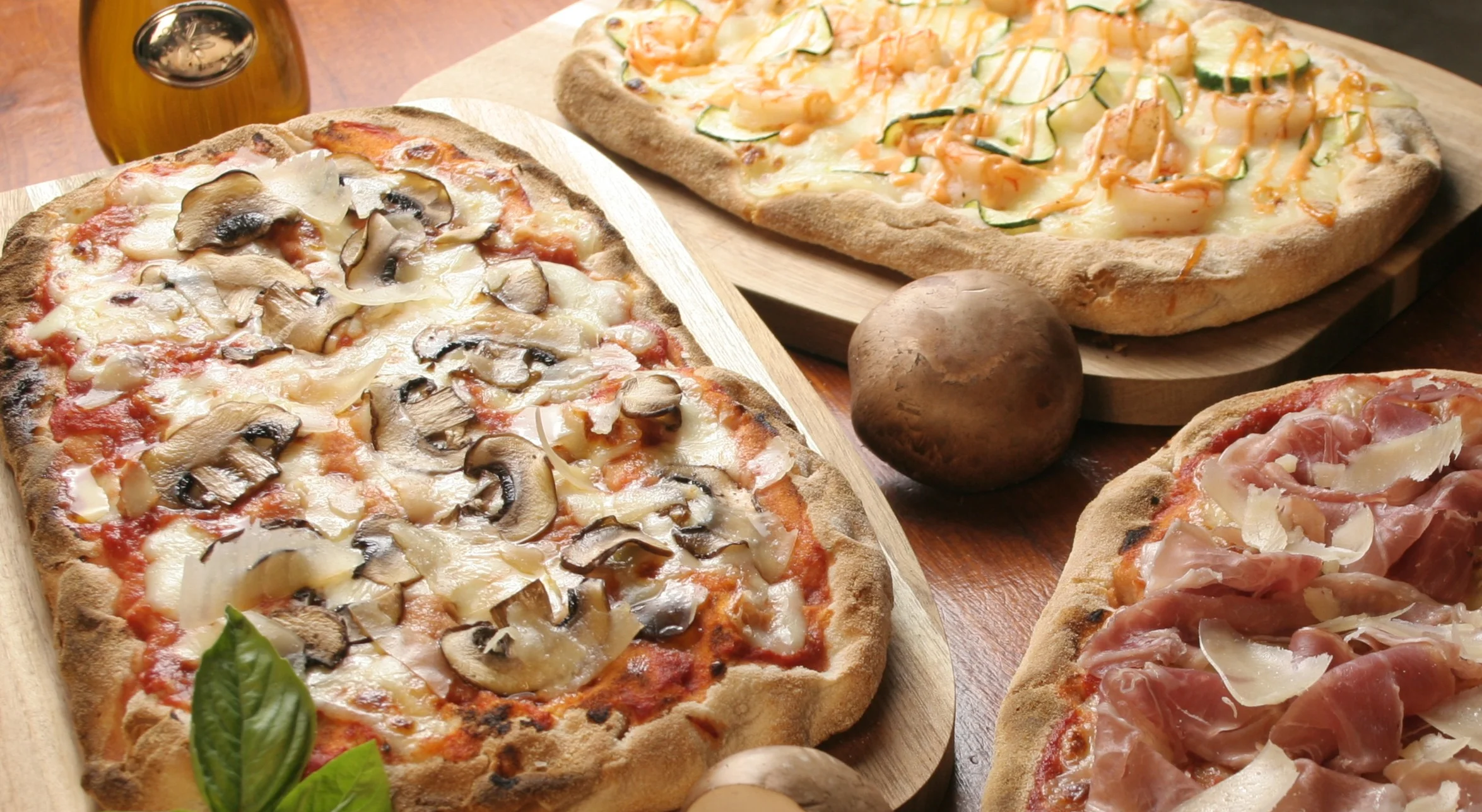 Assorted Italian Pinsa Romana with various toppings at Daje Pinsa Roman Pizza, Orlando.