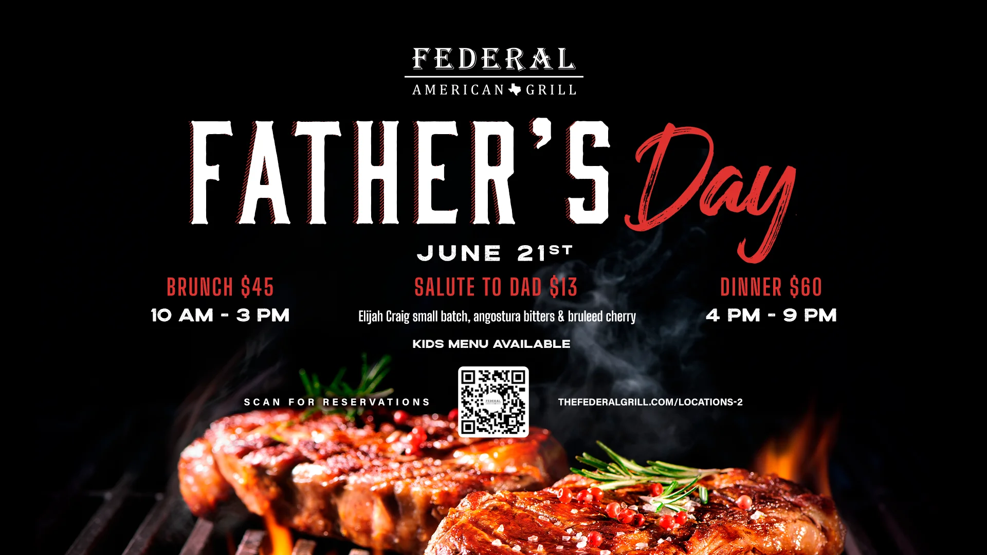Grilled steak for Father's Day celebration at a restaurant