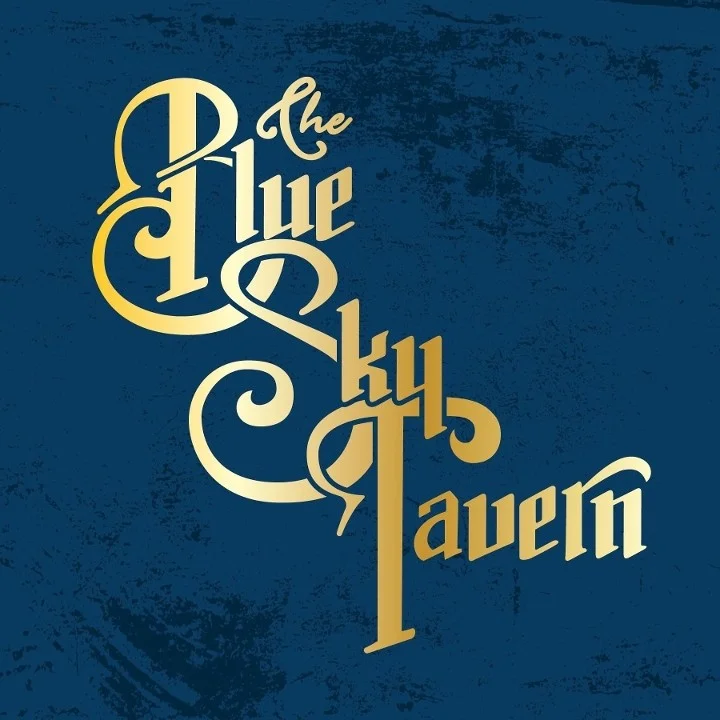 Logo of The Blue Sky Tavern in elegant gold lettering