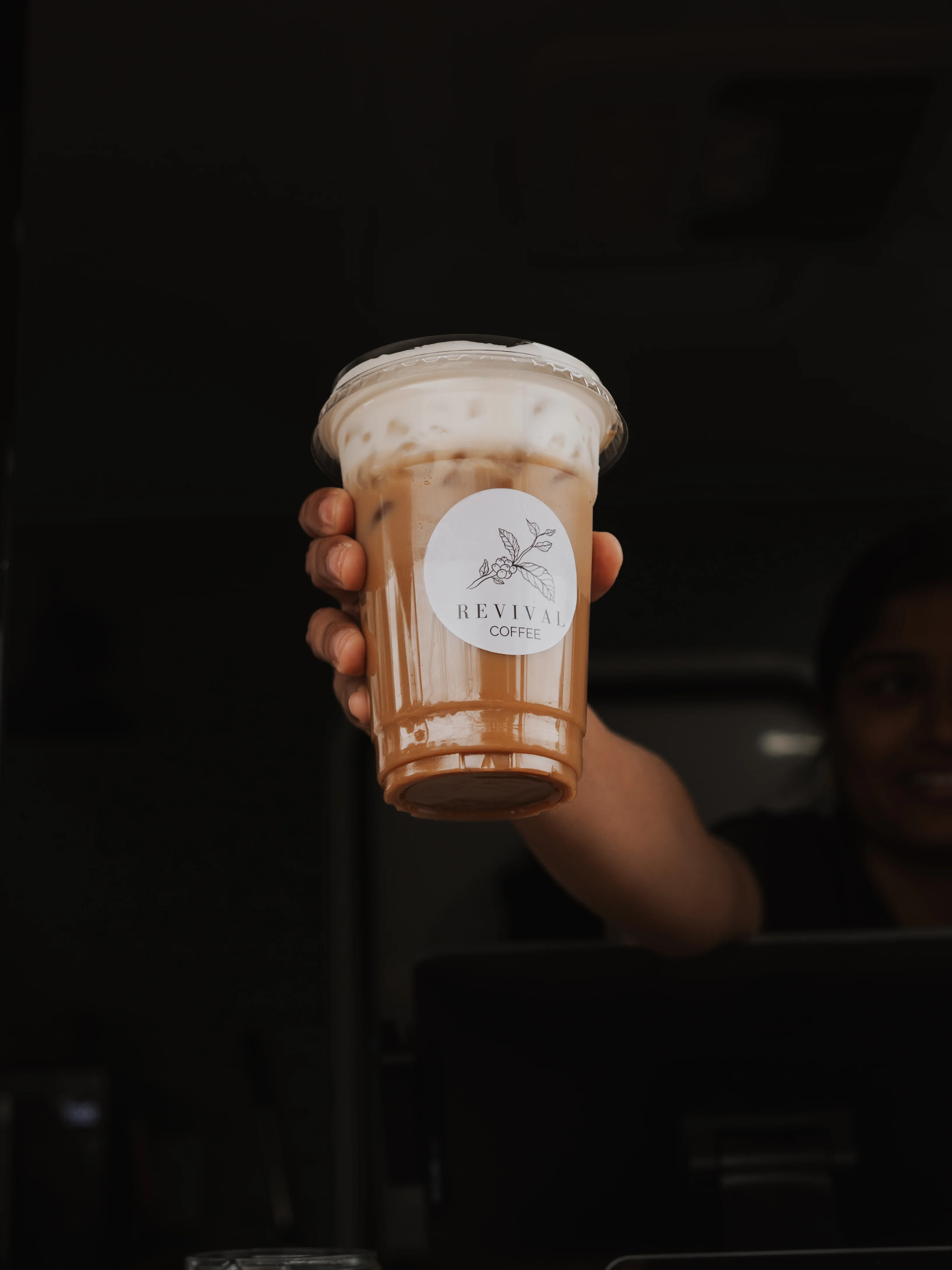 Iced latte with house-made syrup from Revival Coffee Savannah
