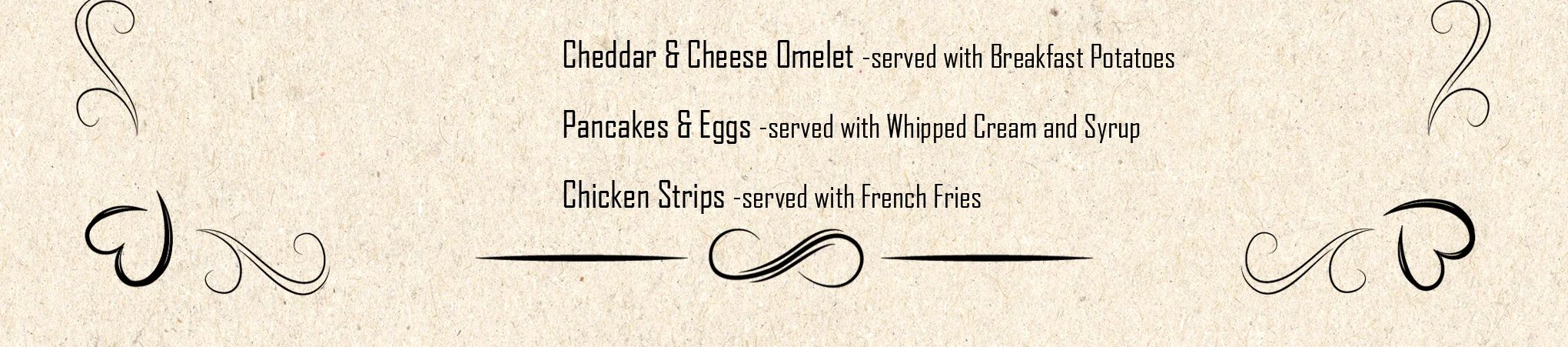 Mother's Day brunch menu featuring diverse dishes