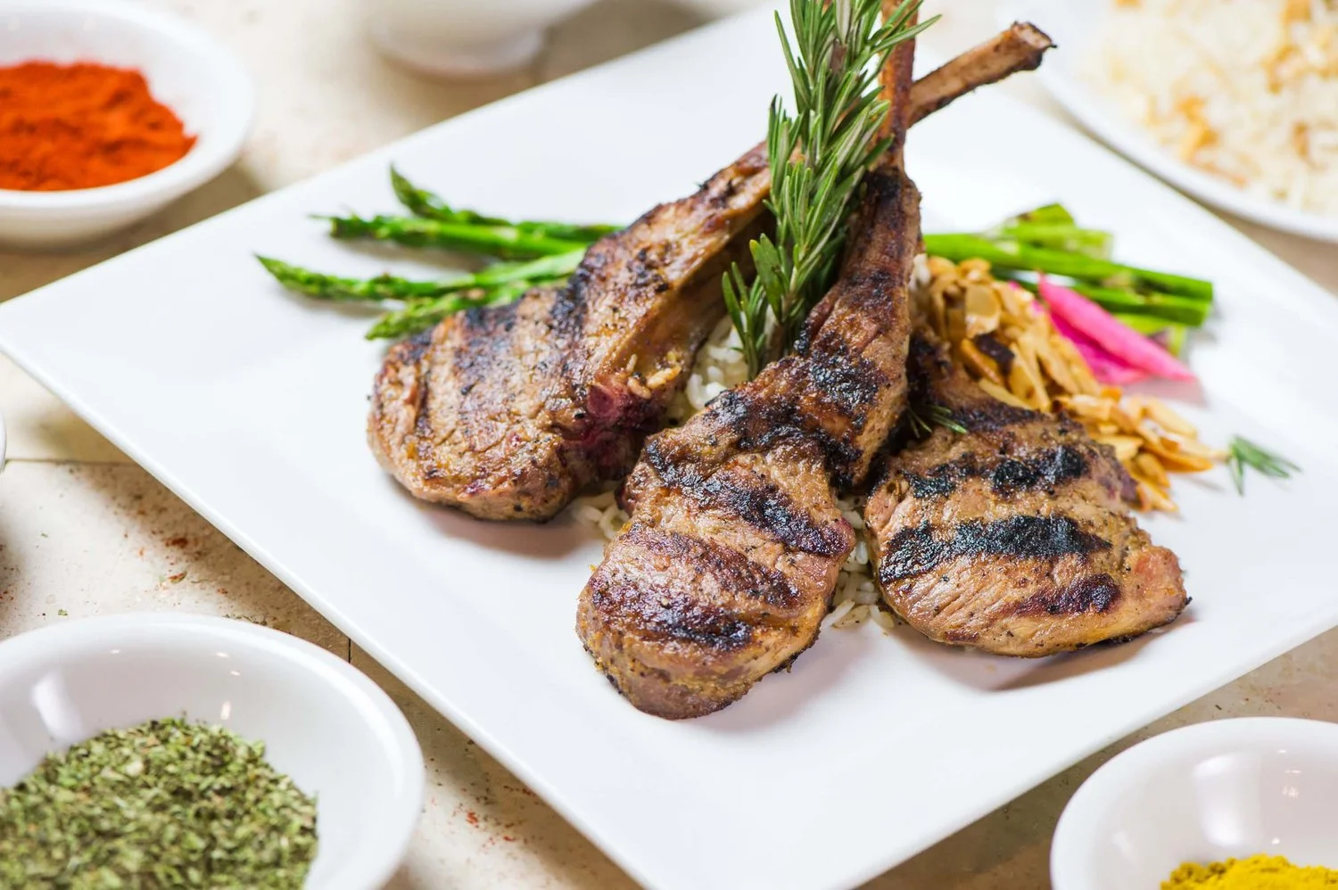 Juicy beef kabobs with grilled vegetables