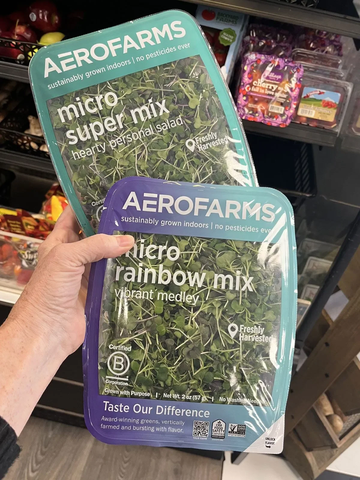 Fresh microgreens from Aerofarms for salads and garnishes