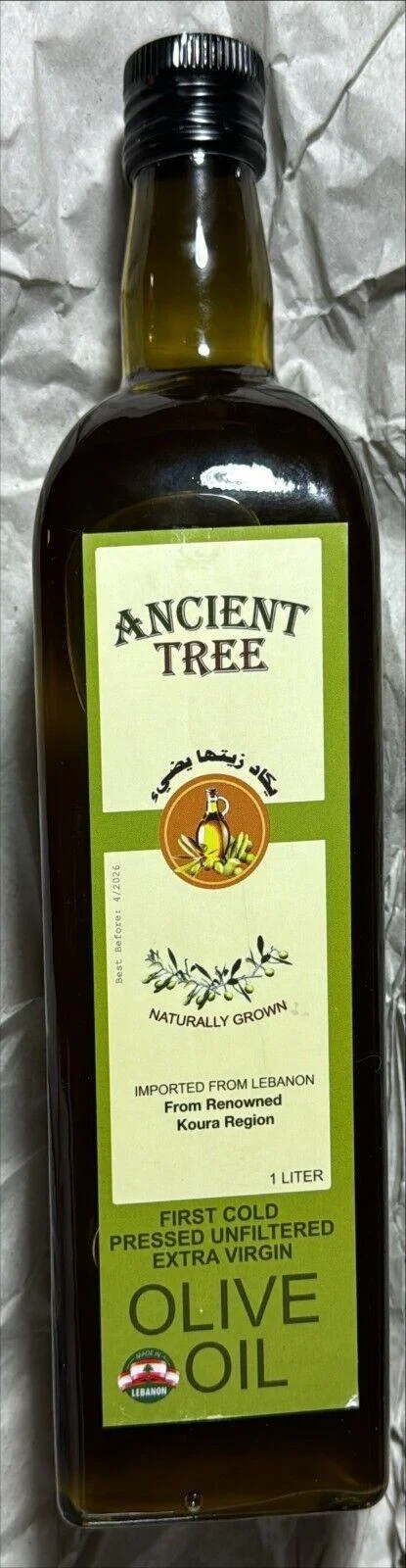 Ancient Tree Olive Oil Extra Virgin Cold Pressed, Unfiltered Imported Lebanon 1L