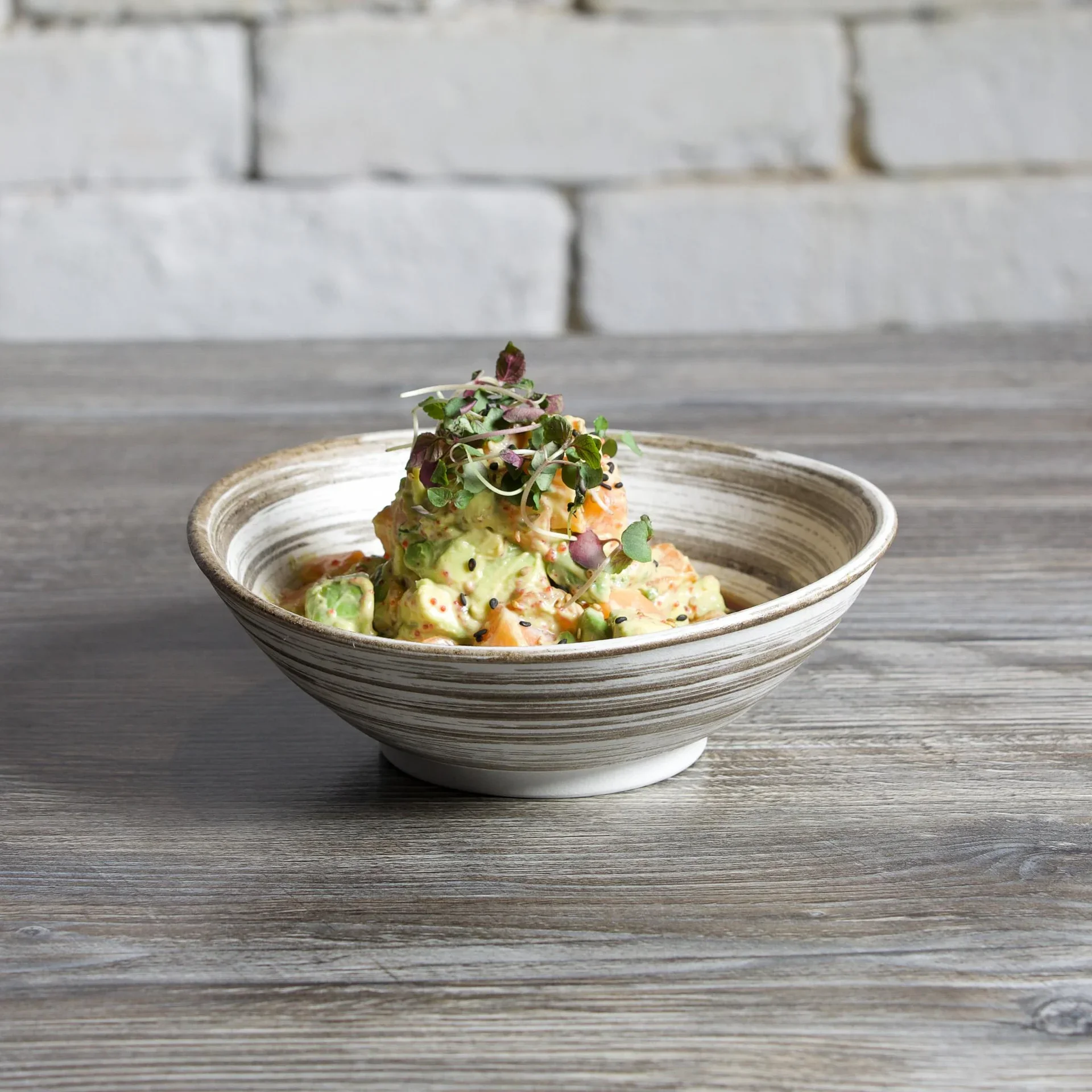 Sushi-inspired poke bowl with fresh ingredients