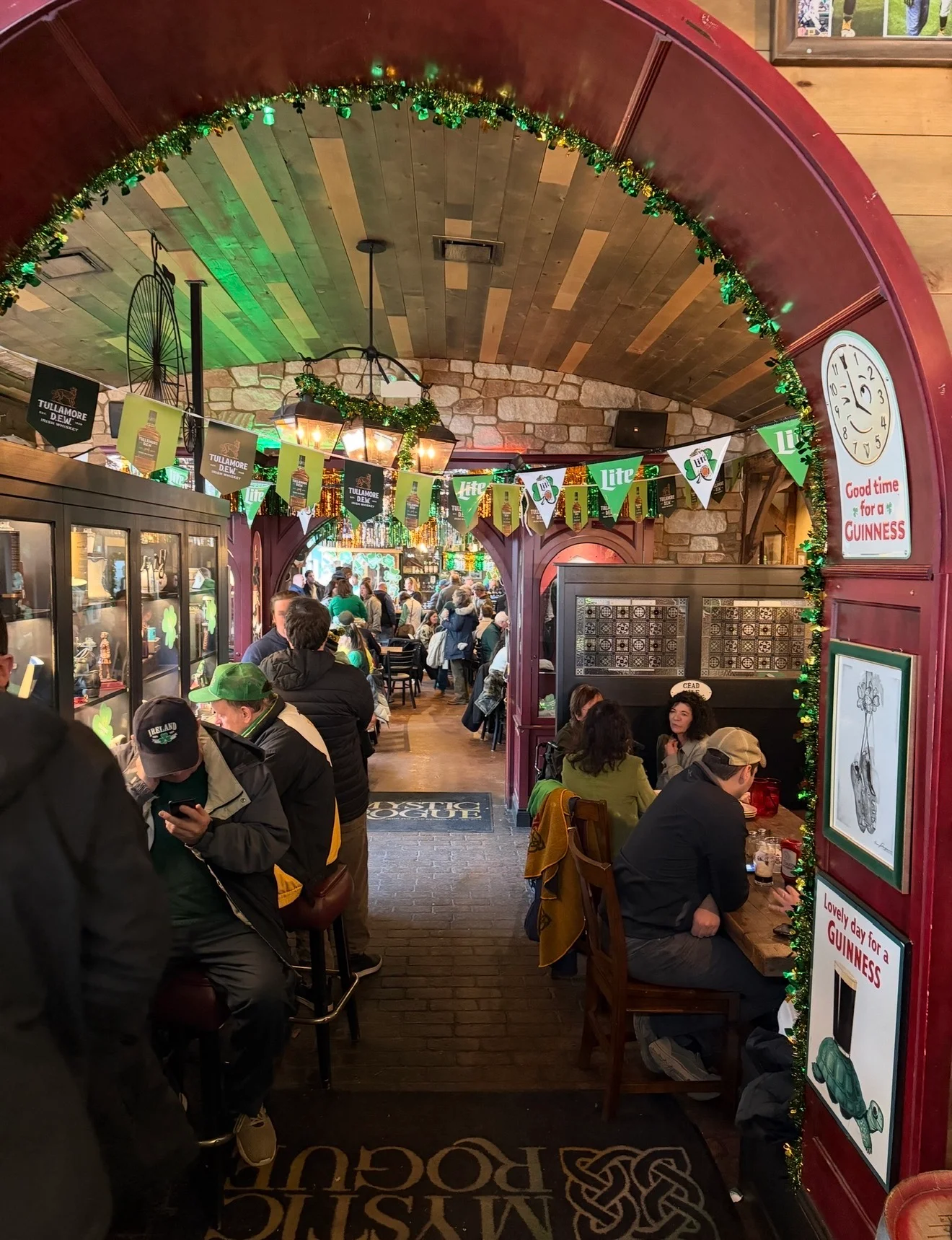 Guests gathering in the dining room at Mystic Rogue Irish Pub