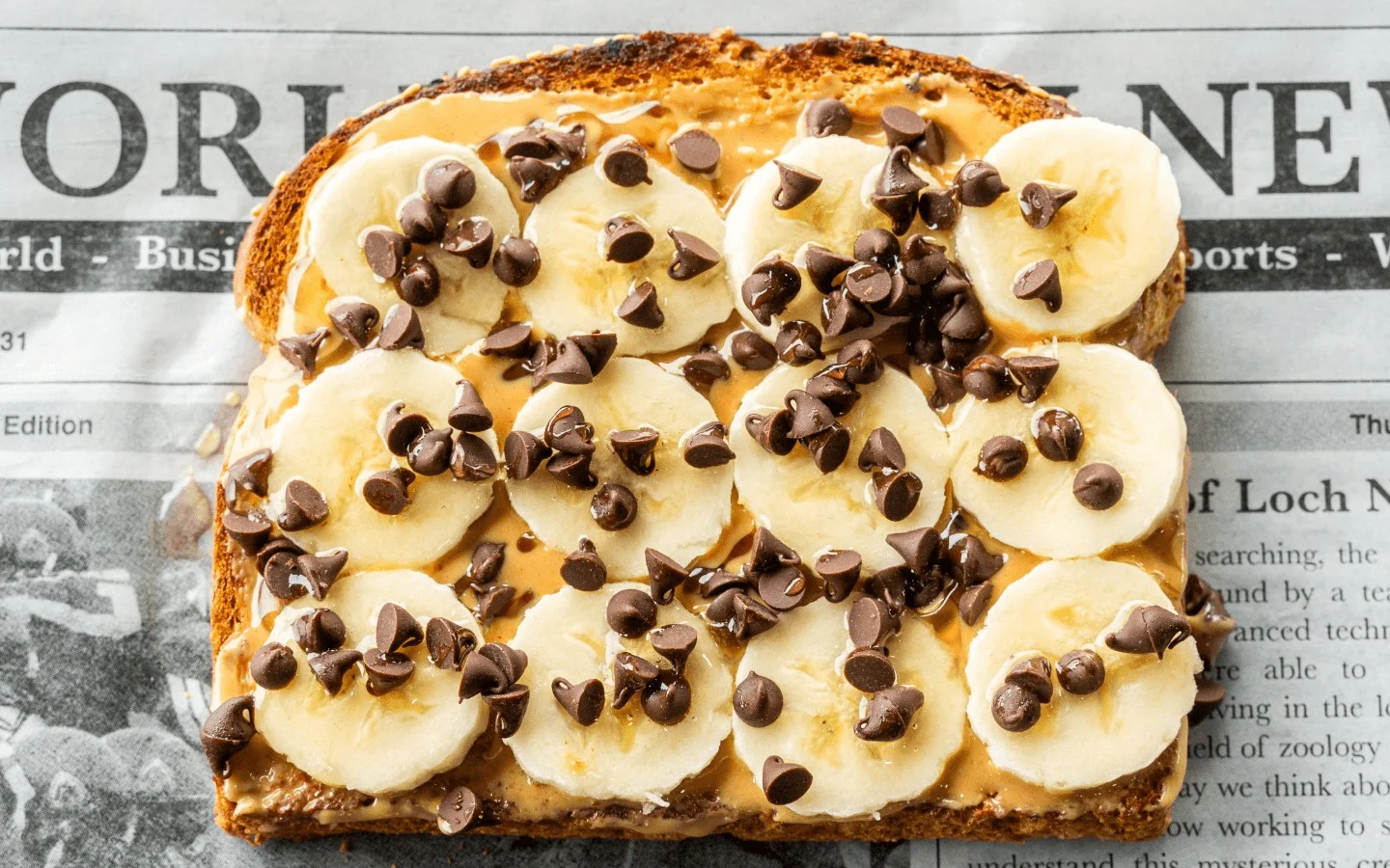 Peanut butter banana toast with chocolate chips