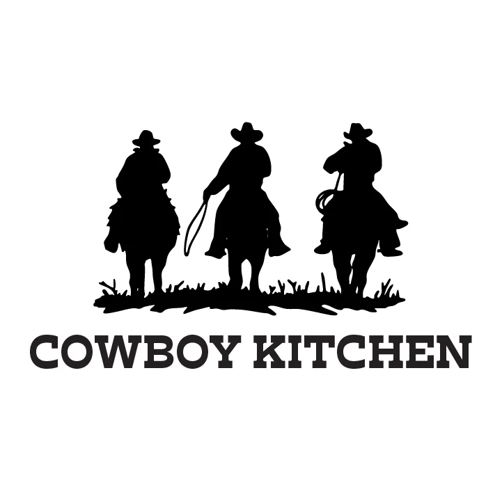 Logo of Cowboy Kitchen featuring cowboys on horseback