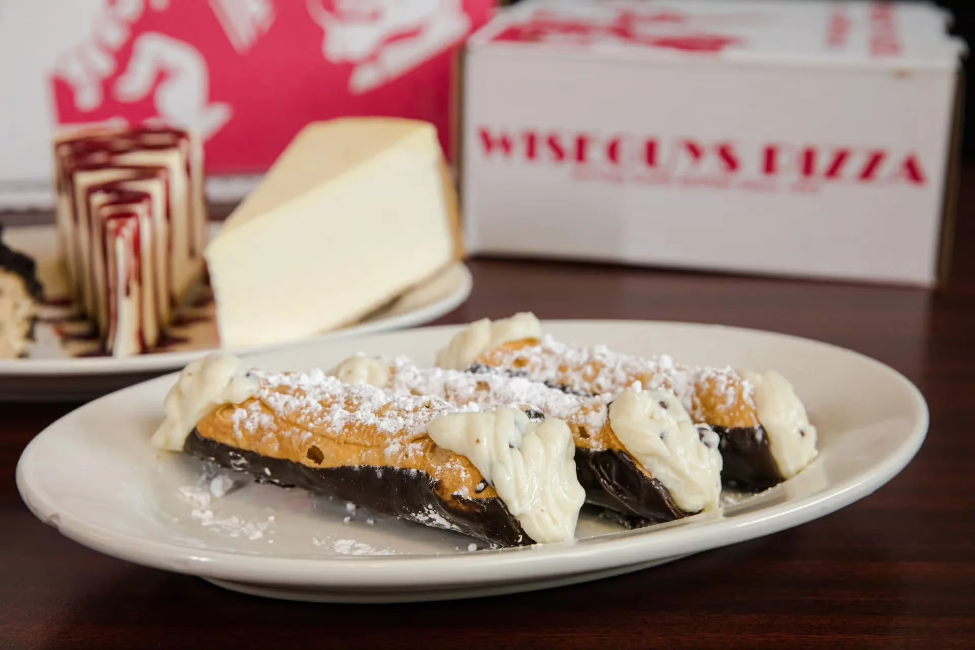 Italian cannoli with chocolate and cream filling