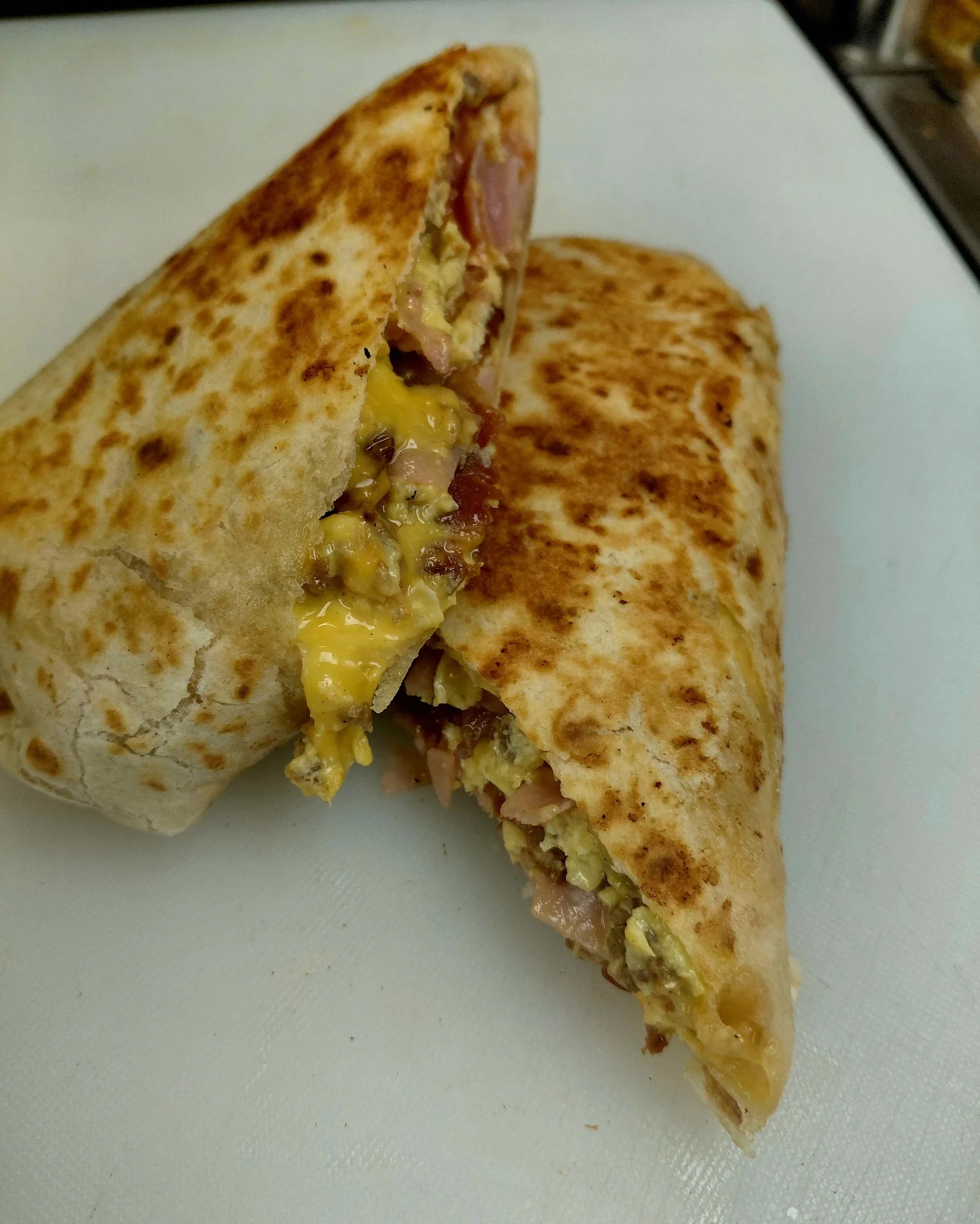 Breakfast burrito with eggs and cheese